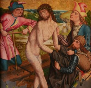 Entkleidung Christi (Fragment), um 1480, Umkreis Meister von Liesborn, Tempera auf Eichenholz; (c) MKK, Foto: Jürgen Spiler